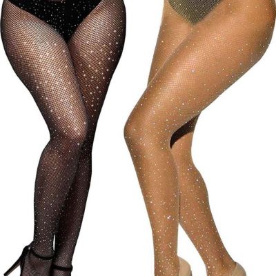 2 Pack Glitter Pattern Sheer Fishnet Tights Size Small High Waist Mesh Pantyhose